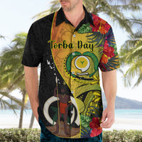 Personalised Vanuatu Torba Day Hawaiian Shirt Coat Of Arms Mix Tropical Flowers - Wonder Print Shop