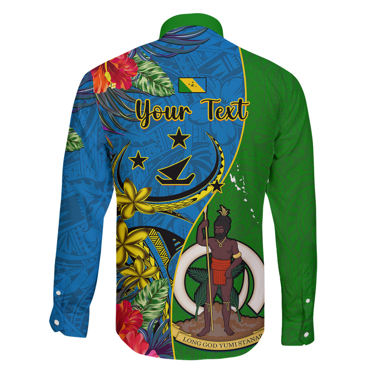 Personalised Vanuatu Malampa Day Family Matching Off Shoulder Short Dress and Hawaiian Shirt Coat Of Arms Mix Tropical Flowers - Wonder Print Shop