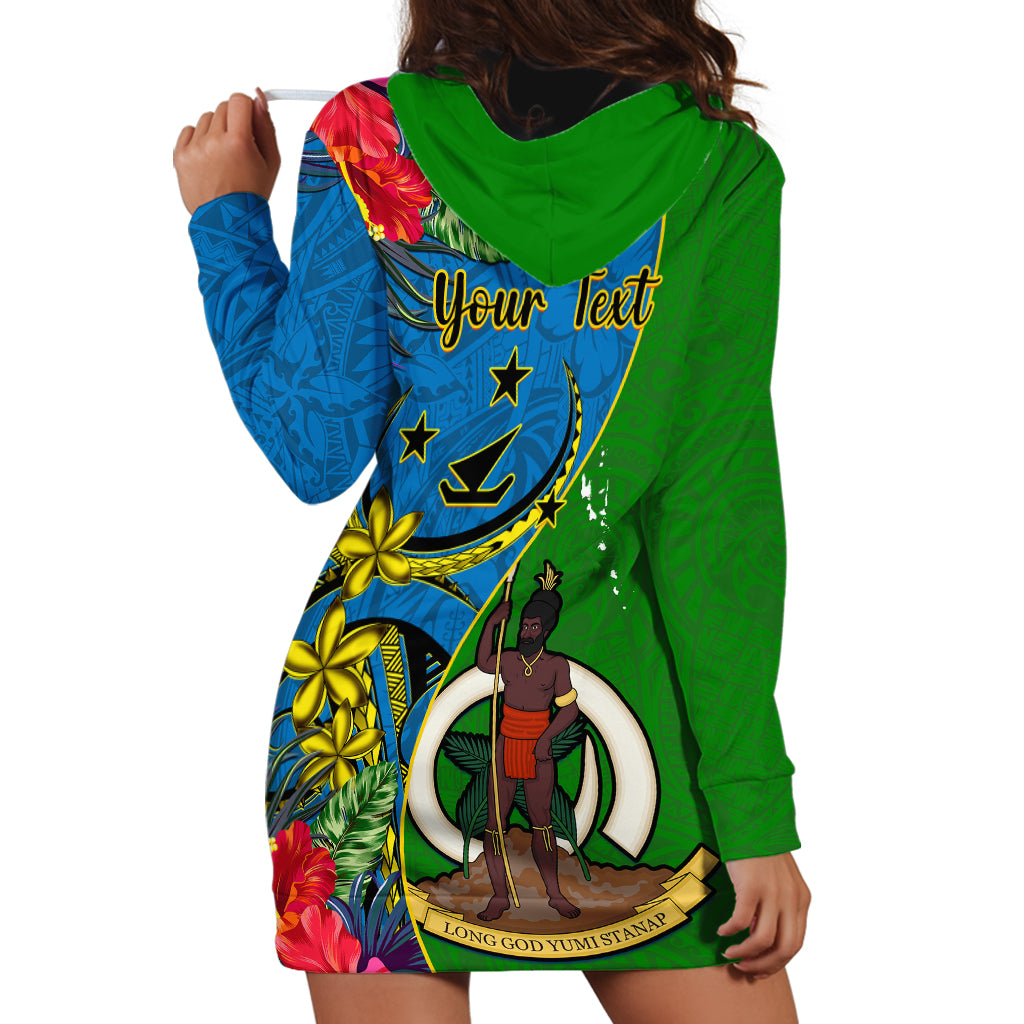Personalised Vanuatu Malampa Day Hoodie Dress Coat Of Arms Mix Tropical Flowers - Wonder Print Shop
