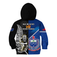 New Zealand And Samoa Rugby Kid Hoodie All Black Tiki Fern Mix Manu Samoa 2023 World Cup - Wonder Print Shop