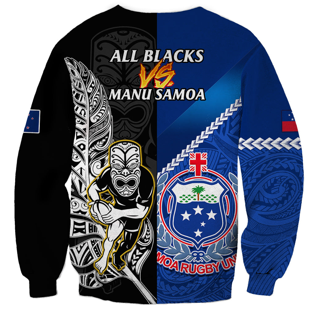 New Zealand And Samoa Rugby Sweatshirt All Black Tiki Fern Mix Manu Samoa 2023 World Cup - Wonder Print Shop