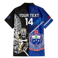 Custom New Zealand And Samoa Rugby Family Matching Mermaid Dress and Hawaiian Shirt All Black Tiki Fern Mix Manu Samoa 2023 World Cup - Wonder Print Shop