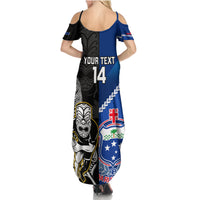 Custom New Zealand And Samoa Rugby Family Matching Summer Maxi Dress and Hawaiian Shirt All Black Tiki Fern Mix Manu Samoa 2023 World Cup - Wonder Print Shop