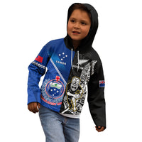 Custom New Zealand And Samoa Rugby Kid Hoodie All Black Tiki Fern Mix Manu Samoa 2023 World Cup - Wonder Print Shop