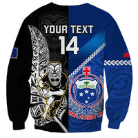 Custom New Zealand And Samoa Rugby Sweatshirt All Black Tiki Fern Mix Manu Samoa 2023 World Cup - Wonder Print Shop