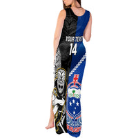 Custom New Zealand And Samoa Rugby Tank Maxi Dress All Black Tiki Fern Mix Manu Samoa 2023 World Cup - Wonder Print Shop
