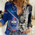 Custom New Zealand And Samoa Rugby Women Casual Shirt All Black Tiki Fern Mix Manu Samoa 2023 World Cup - Wonder Print Shop