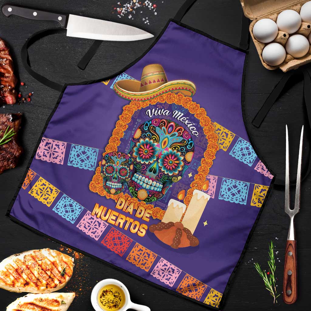 Mexico Day Of The Dead Apron Sombrero Sugar Skull Marigold Pan De Muerto - Wonder Print Shop
