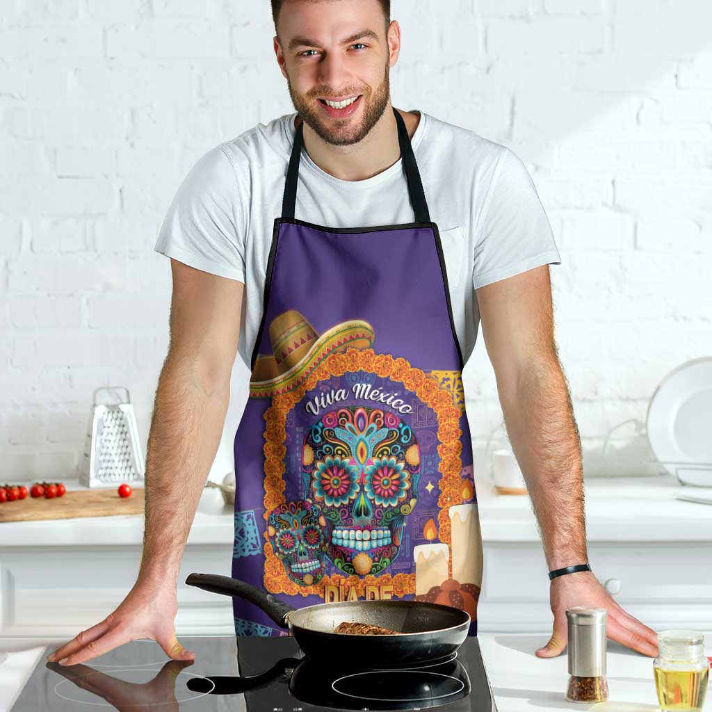 Mexico Day Of The Dead Apron Sombrero Sugar Skull Marigold Pan De Muerto - Wonder Print Shop