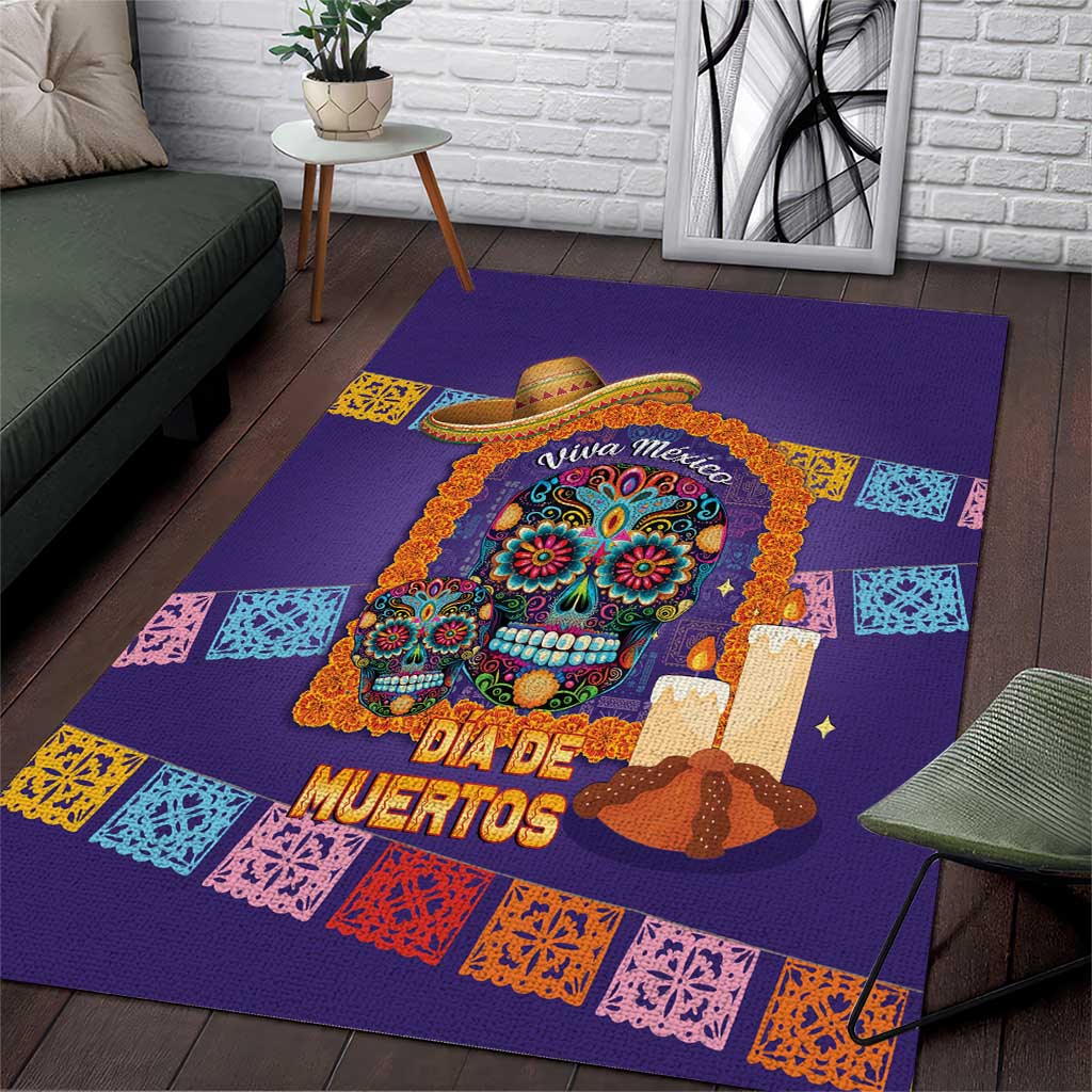 Mexico Day Of The Dead Area Rug Sombrero Sugar Skull Marigold Pan De Muerto - Wonder Print Shop