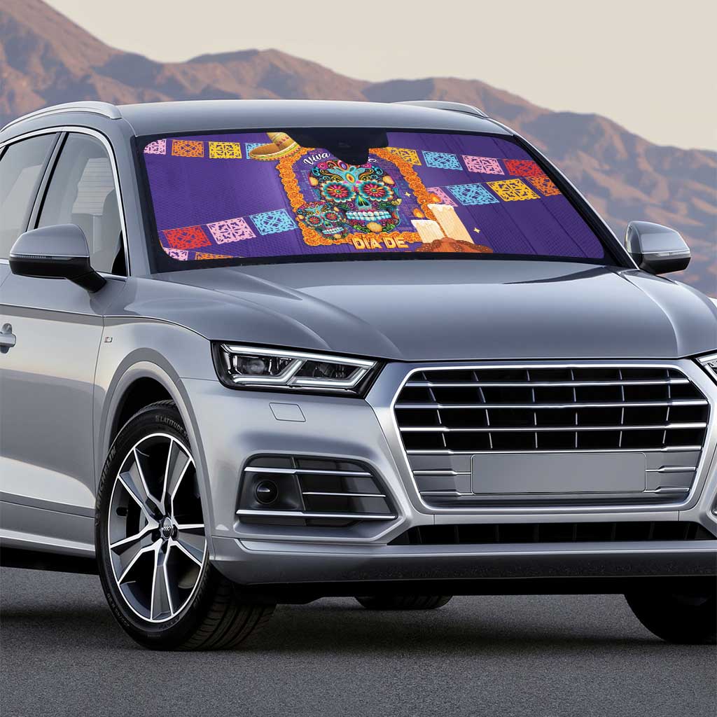 Mexico Day Of The Dead Auto Sun Shade Sombrero Sugar Skull Marigold Pan De Muerto - Wonder Print Shop