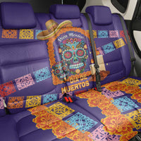 Mexico Day Of The Dead Back Car Seat Cover Sombrero Sugar Skull Marigold Pan De Muerto - Wonder Print Shop