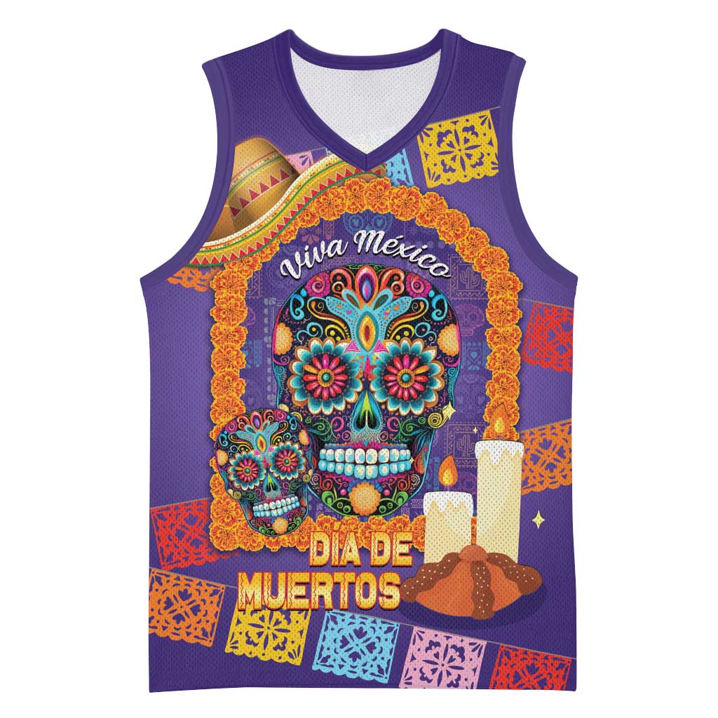 Mexico Day Of The Dead Basketball Jersey Sombrero Sugar Skull Marigold Pan De Muerto - Wonder Print Shop
