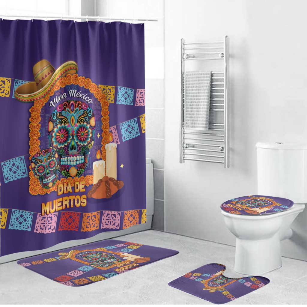 Mexico Day Of The Dead Bathroom Set Sombrero Sugar Skull Marigold Pan De Muerto - Wonder Print Shop