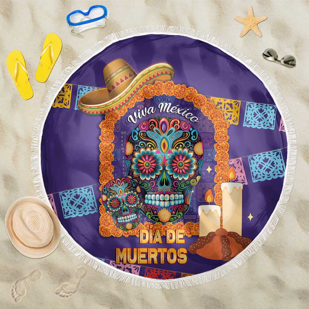 Mexico Day Of The Dead Beach Blanket Sombrero Sugar Skull Marigold Pan De Muerto - Wonder Print Shop