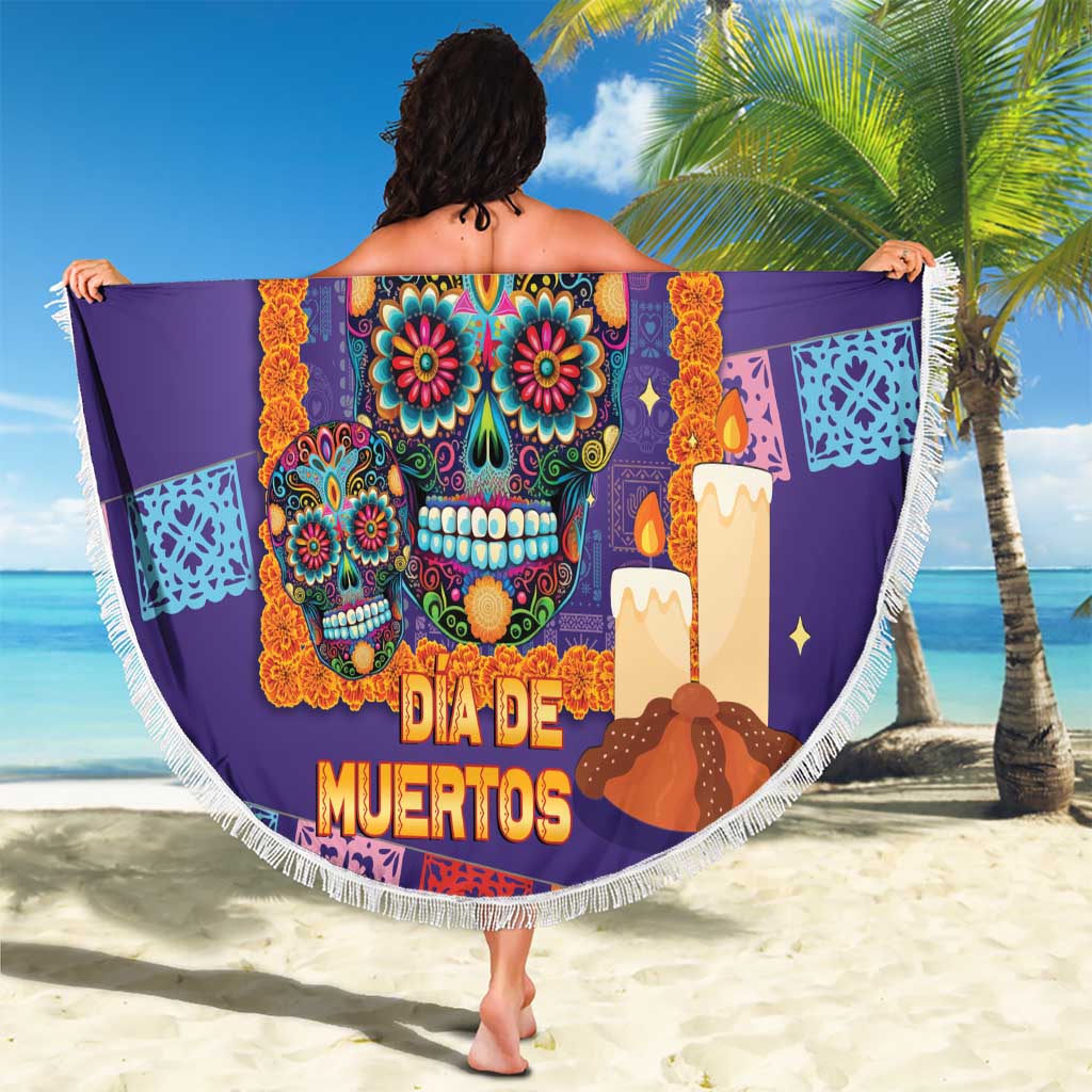 Mexico Day Of The Dead Beach Blanket Sombrero Sugar Skull Marigold Pan De Muerto - Wonder Print Shop