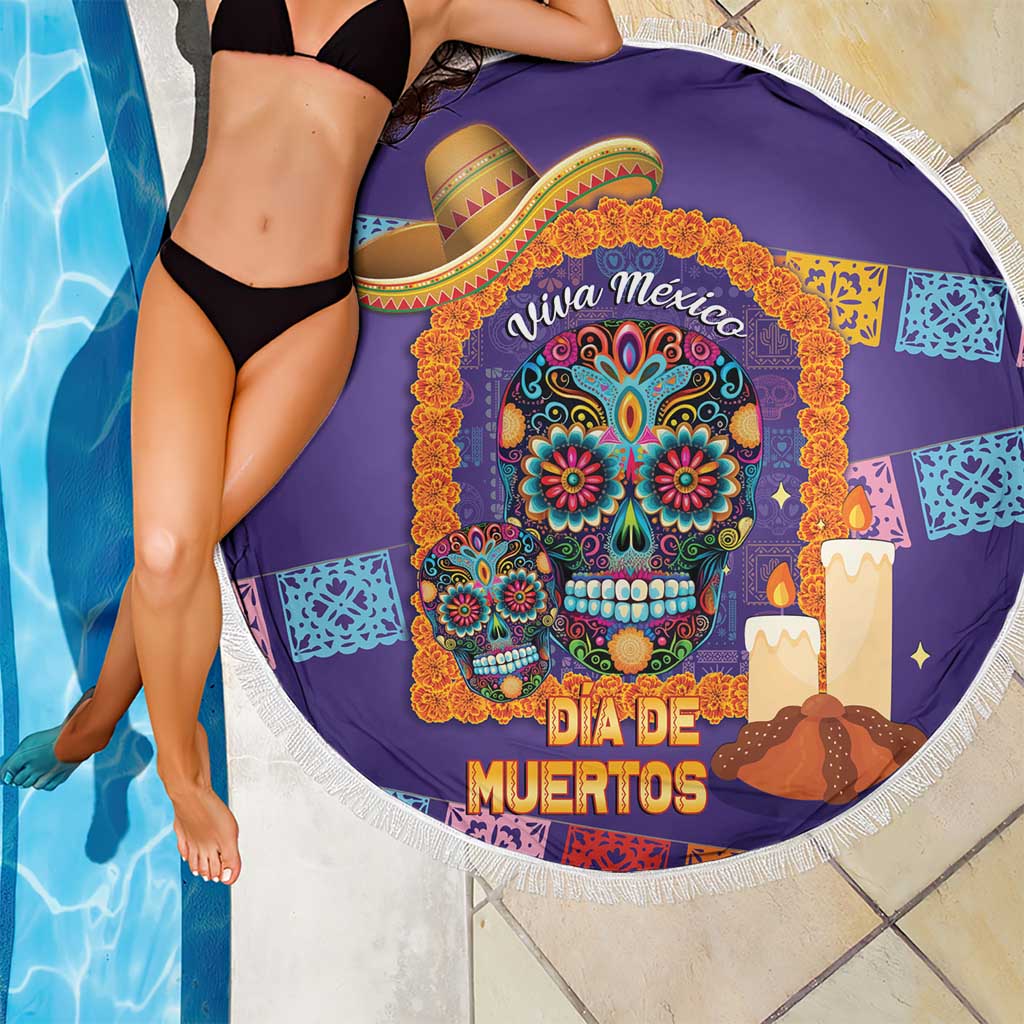 Mexico Day Of The Dead Beach Blanket Sombrero Sugar Skull Marigold Pan De Muerto - Wonder Print Shop
