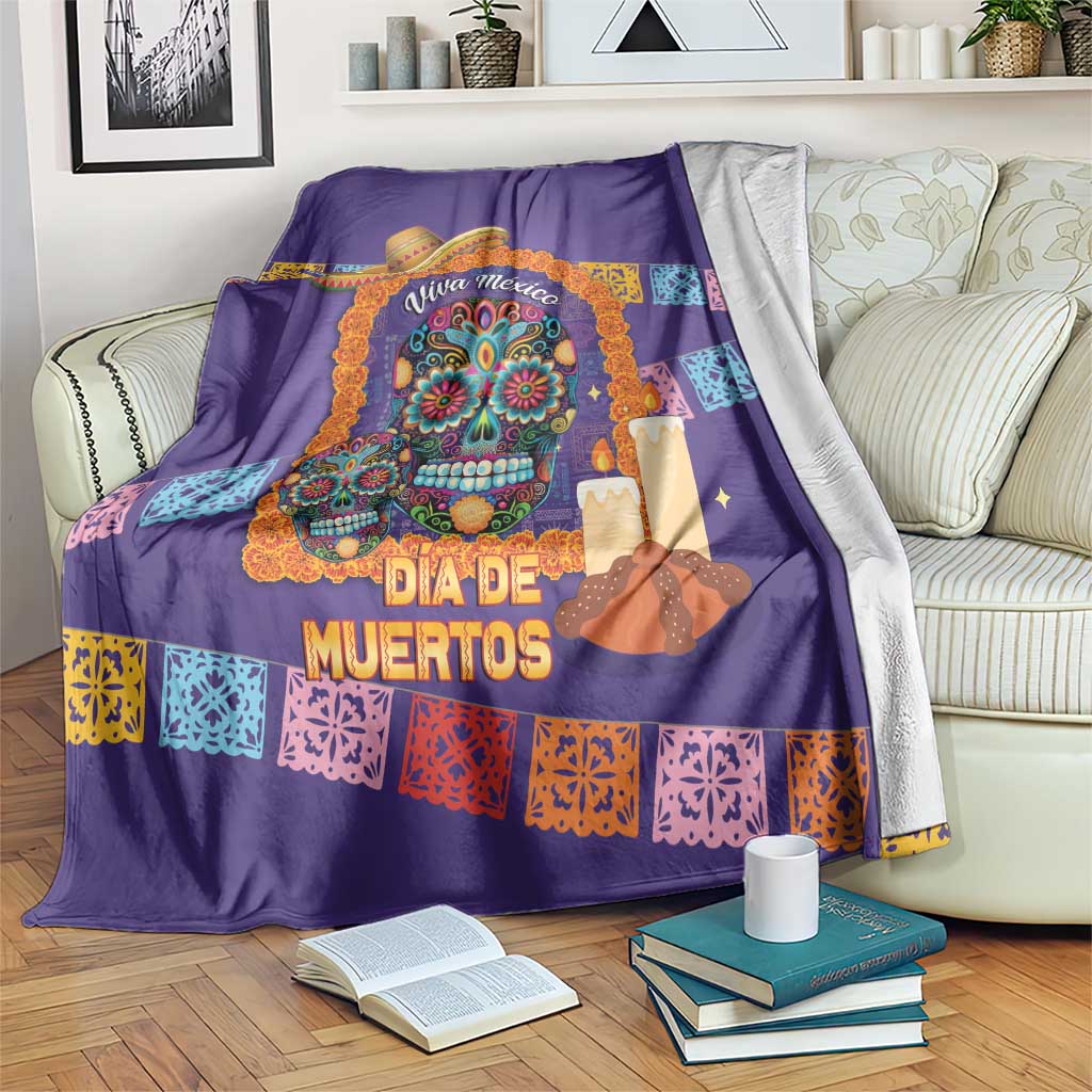 Mexico Day Of The Dead Blanket Sombrero Sugar Skull Marigold Pan De Muerto - Wonder Print Shop