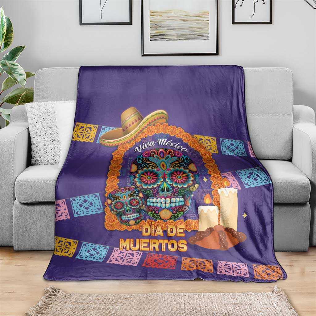 Mexico Day Of The Dead Blanket Sombrero Sugar Skull Marigold Pan De Muerto - Wonder Print Shop