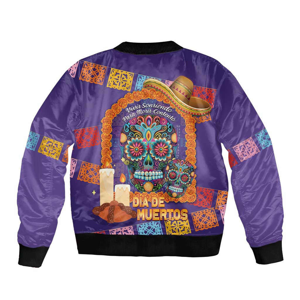 Mexico Day Of The Dead Bomber Jacket Sombrero Sugar Skull Marigold Pan De Muerto - Wonder Print Shop