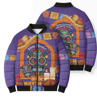 Mexico Day Of The Dead Bomber Puffer Jacket Sombrero Sugar Skull Marigold Pan De Muerto - Wonder Print Shop