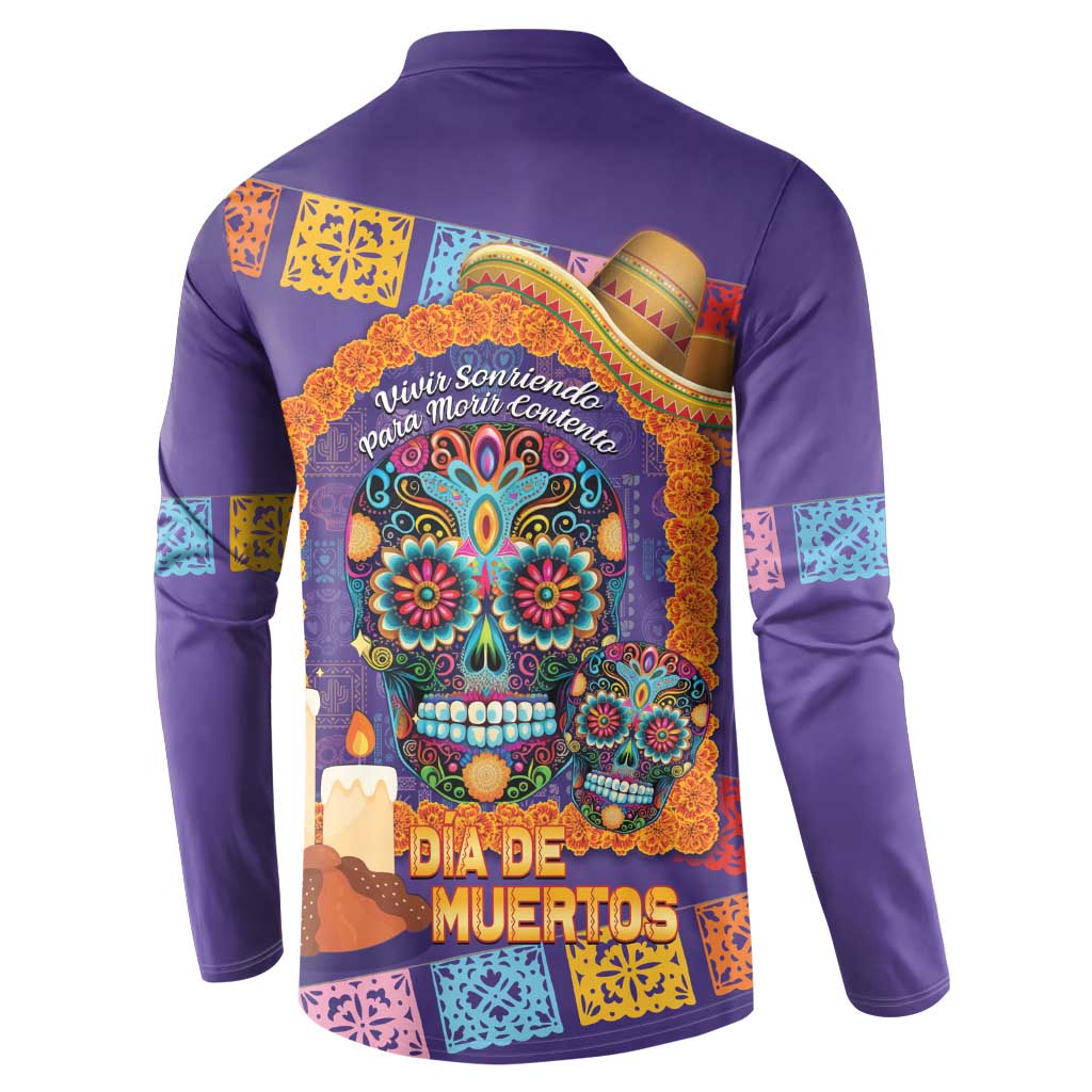 Mexico Day Of The Dead Button Sweatshirt Sombrero Sugar Skull Marigold Pan De Muerto - Wonder Print Shop