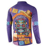 Mexico Day Of The Dead Button Sweatshirt Sombrero Sugar Skull Marigold Pan De Muerto - Wonder Print Shop