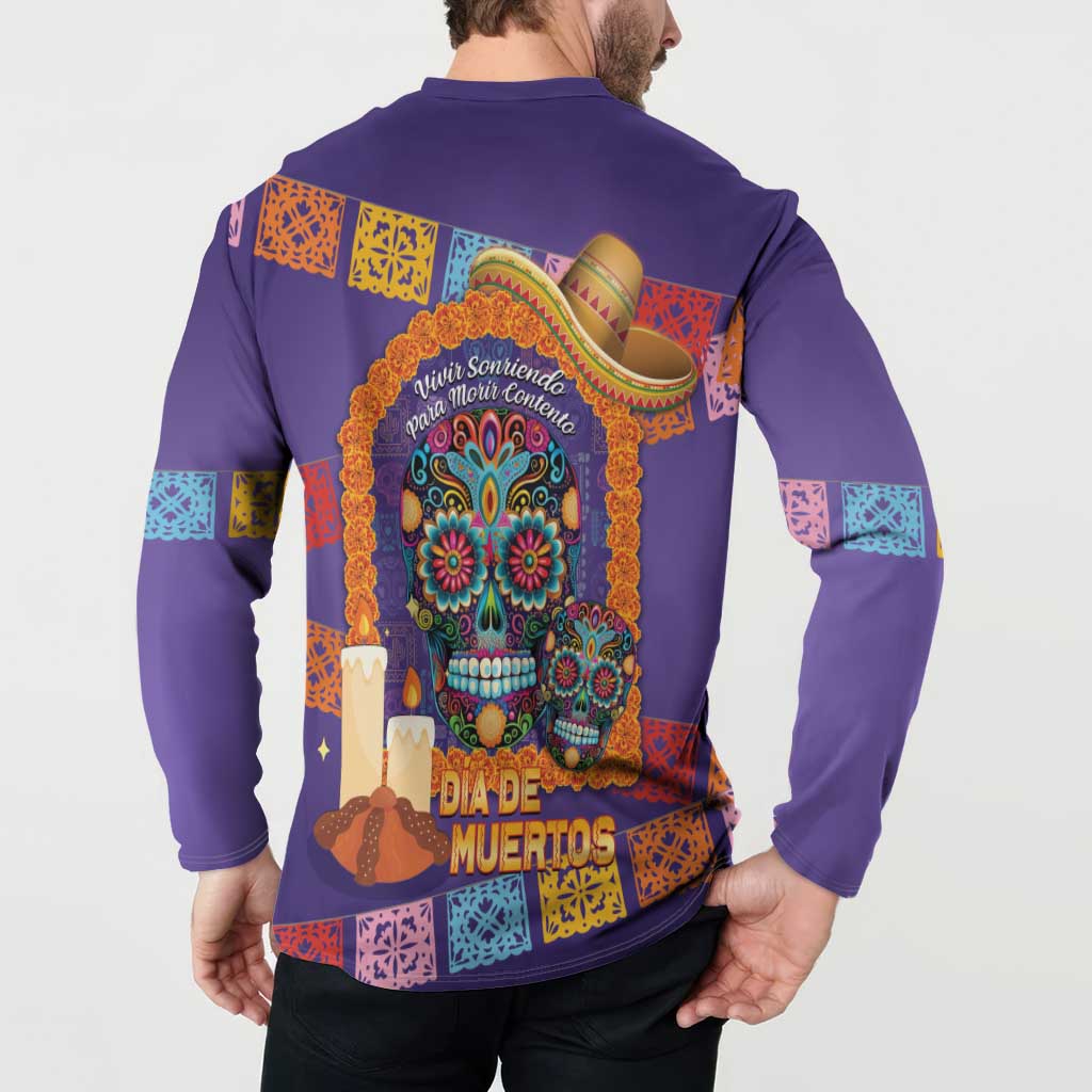 Mexico Day Of The Dead Button Sweatshirt Sombrero Sugar Skull Marigold Pan De Muerto - Wonder Print Shop