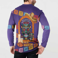 Mexico Day Of The Dead Button Sweatshirt Sombrero Sugar Skull Marigold Pan De Muerto - Wonder Print Shop