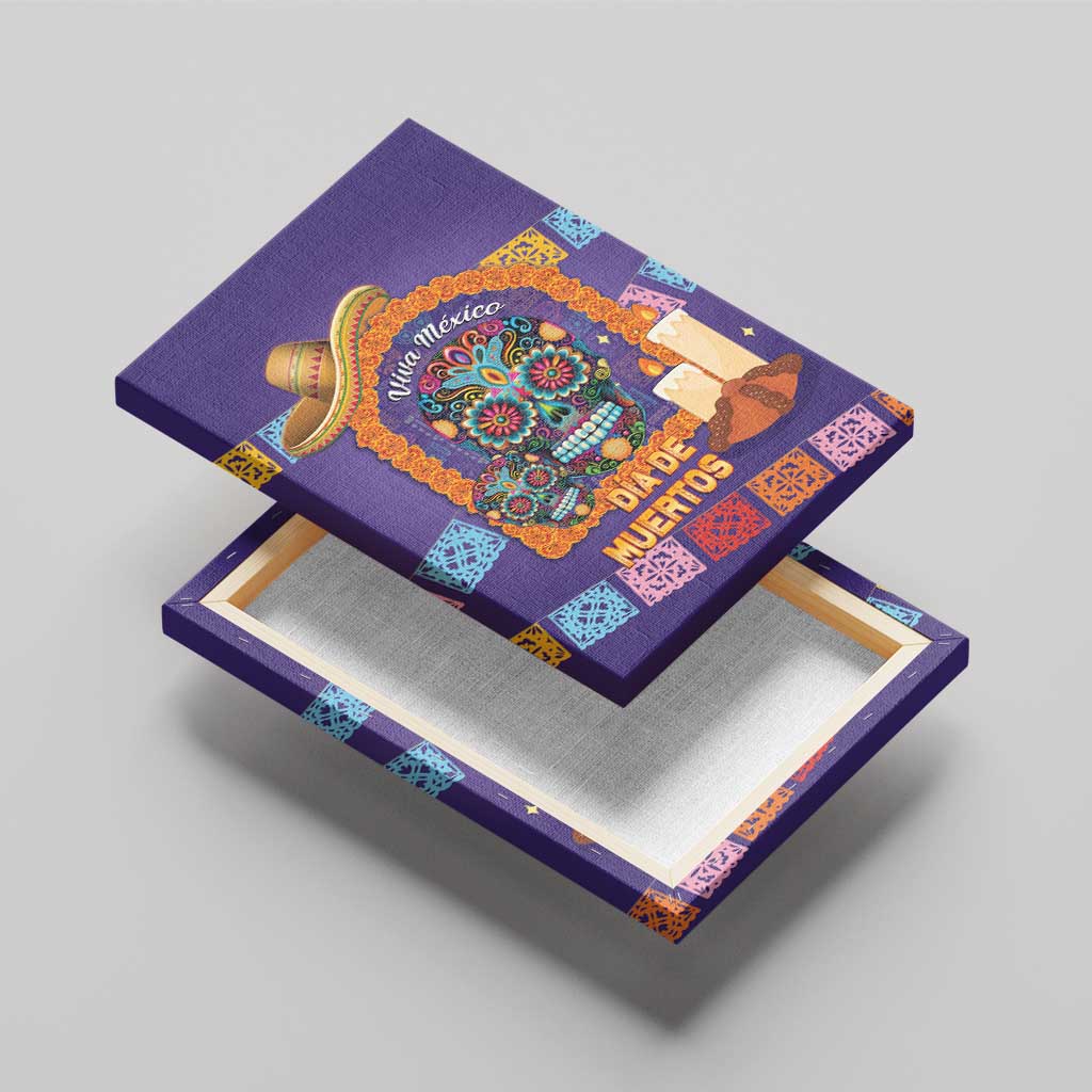 Mexico Day Of The Dead Canvas Wall Art Sombrero Sugar Skull Marigold Pan De Muerto - Wonder Print Shop