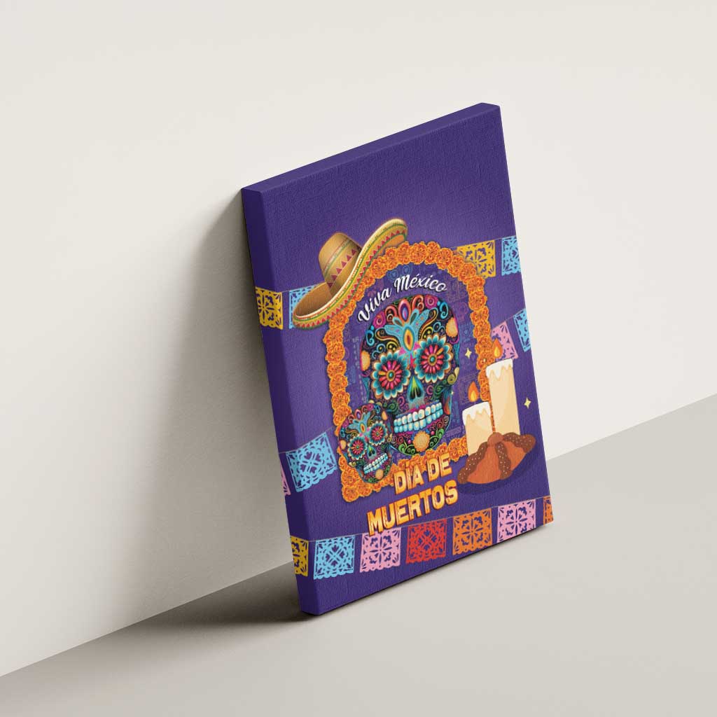Mexico Day Of The Dead Canvas Wall Art Sombrero Sugar Skull Marigold Pan De Muerto - Wonder Print Shop