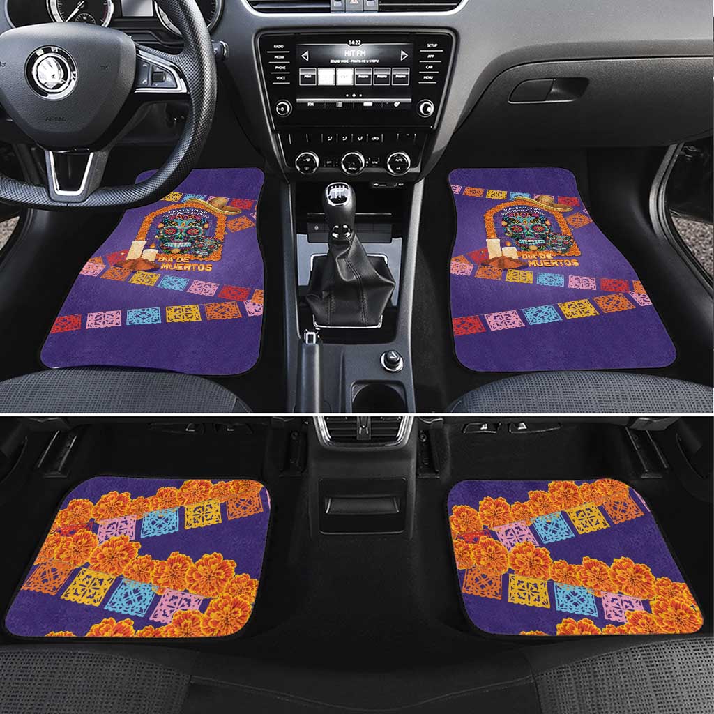 Mexico Day Of The Dead Car Mats Sombrero Sugar Skull Marigold Pan De Muerto - Wonder Print Shop