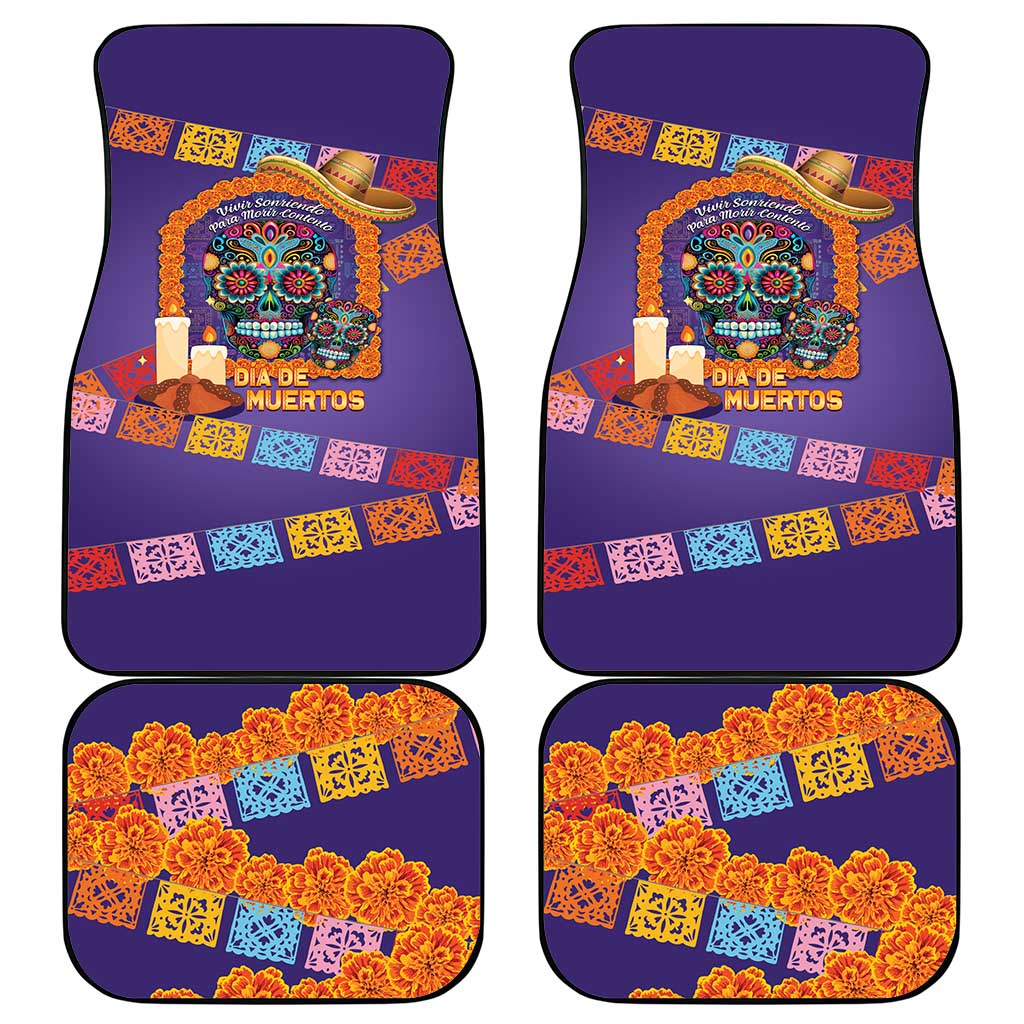 Mexico Day Of The Dead Car Mats Sombrero Sugar Skull Marigold Pan De Muerto - Wonder Print Shop