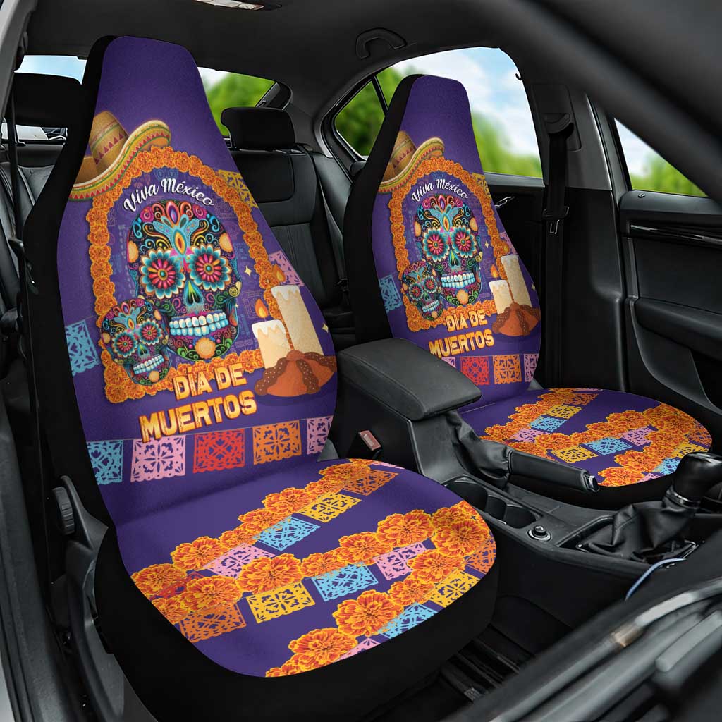 Mexico Day Of The Dead Car Seat Cover Sombrero Sugar Skull Marigold Pan De Muerto - Wonder Print Shop