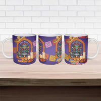 Mexico Day Of The Dead Ceramic Mug Sombrero Sugar Skull Marigold Pan De Muerto - Wonder Print Shop