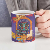 Mexico Day Of The Dead Ceramic Mug Sombrero Sugar Skull Marigold Pan De Muerto - Wonder Print Shop