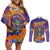 Mexico Day Of The Dead Couples Matching Off Shoulder Short Dress and Long Sleeve Button Shirt Sombrero Sugar Skull Marigold Pan De Muerto - Wonder Print Shop