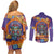 Mexico Day Of The Dead Couples Matching Off Shoulder Short Dress and Long Sleeve Button Shirt Sombrero Sugar Skull Marigold Pan De Muerto - Wonder Print Shop