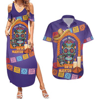 Mexico Day Of The Dead Couples Matching Summer Maxi Dress and Hawaiian Shirt Sombrero Sugar Skull Marigold Pan De Muerto - Wonder Print Shop
