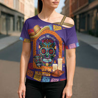 Mexico Day Of The Dead Cross Shoulder Shirt Sombrero Sugar Skull Marigold Pan De Muerto - Wonder Print Shop