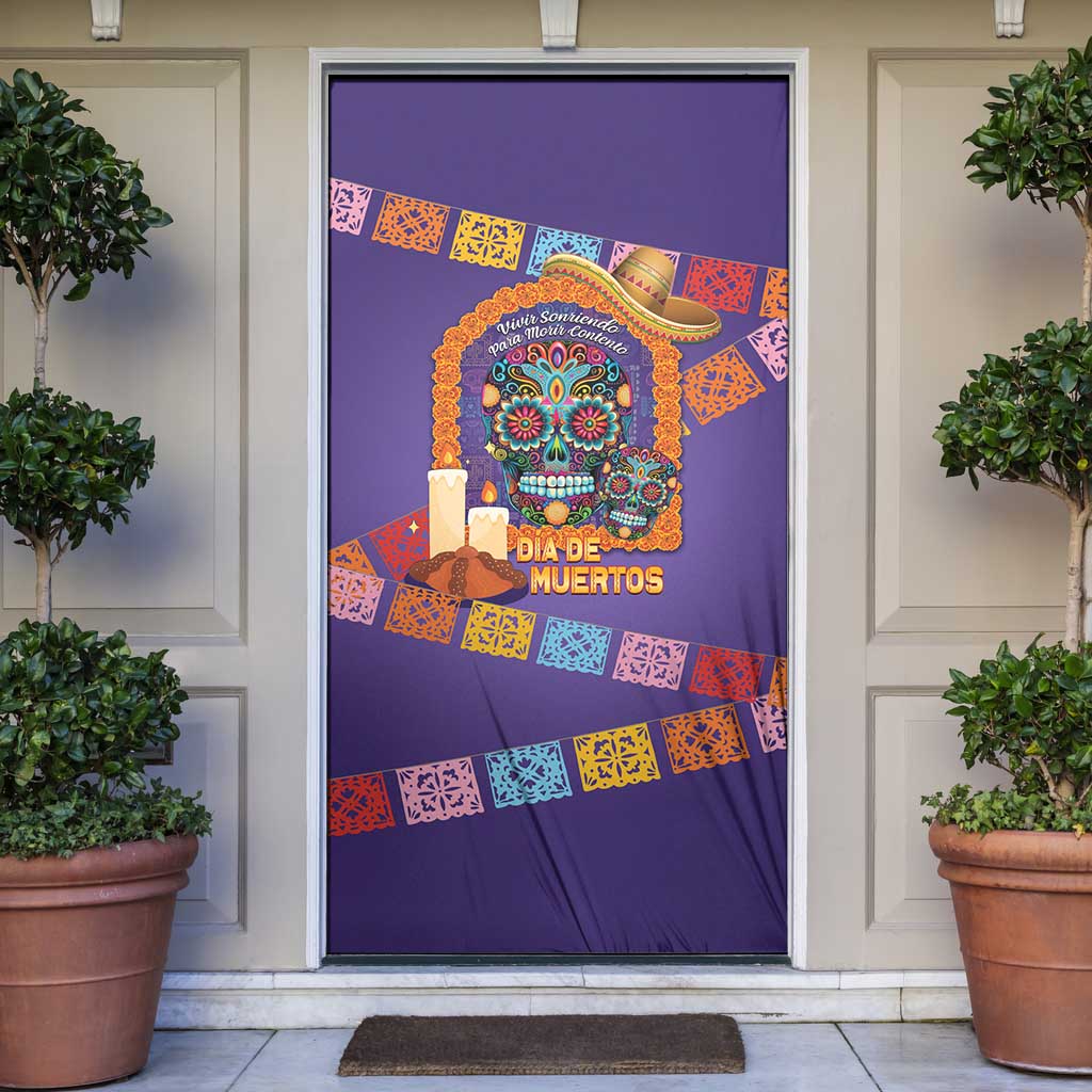 Mexico Day Of The Dead Door Cover Sombrero Sugar Skull Marigold Pan De Muerto - Wonder Print Shop