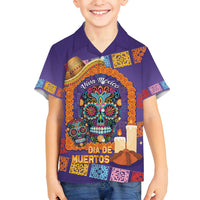 Mexico Day Of The Dead Family Matching Long Sleeve Bodycon Dress and Hawaiian Shirt Sombrero Sugar Skull Marigold Pan De Muerto - Wonder Print Shop