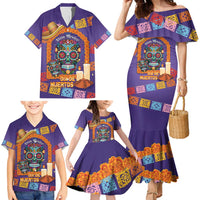 Mexico Day Of The Dead Family Matching Mermaid Dress and Hawaiian Shirt Sombrero Sugar Skull Marigold Pan De Muerto - Wonder Print Shop