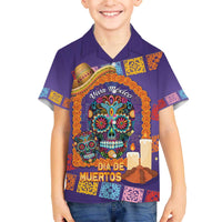 Mexico Day Of The Dead Family Matching Off The Shoulder Long Sleeve Dress and Hawaiian Shirt Sombrero Sugar Skull Marigold Pan De Muerto - Wonder Print Shop