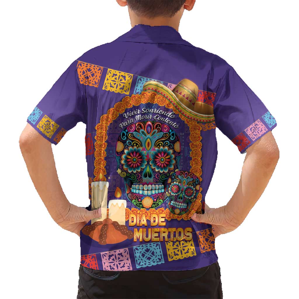 Mexico Day Of The Dead Family Matching Off Shoulder Maxi Dress and Hawaiian Shirt Sombrero Sugar Skull Marigold Pan De Muerto - Wonder Print Shop