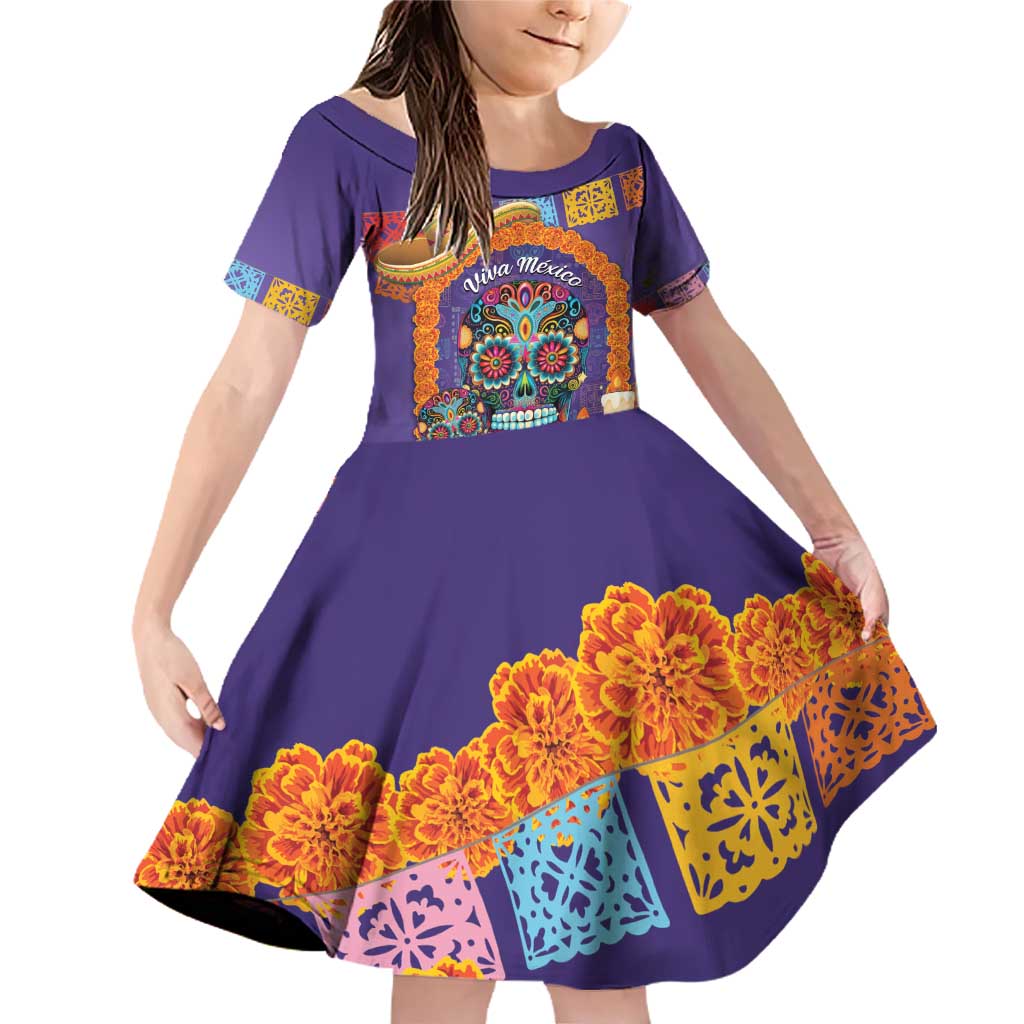 Mexico Day Of The Dead Family Matching Off Shoulder Short Dress and Hawaiian Shirt Sombrero Sugar Skull Marigold Pan De Muerto - Wonder Print Shop