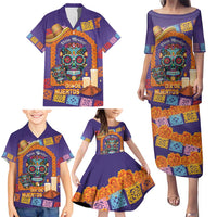 Mexico Day Of The Dead Family Matching Puletasi and Hawaiian Shirt Sombrero Sugar Skull Marigold Pan De Muerto - Wonder Print Shop