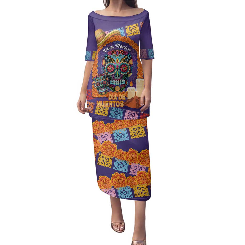 Mexico Day Of The Dead Family Matching Puletasi and Hawaiian Shirt Sombrero Sugar Skull Marigold Pan De Muerto - Wonder Print Shop