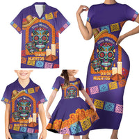Mexico Day Of The Dead Family Matching Short Sleeve Bodycon Dress and Hawaiian Shirt Sombrero Sugar Skull Marigold Pan De Muerto - Wonder Print Shop