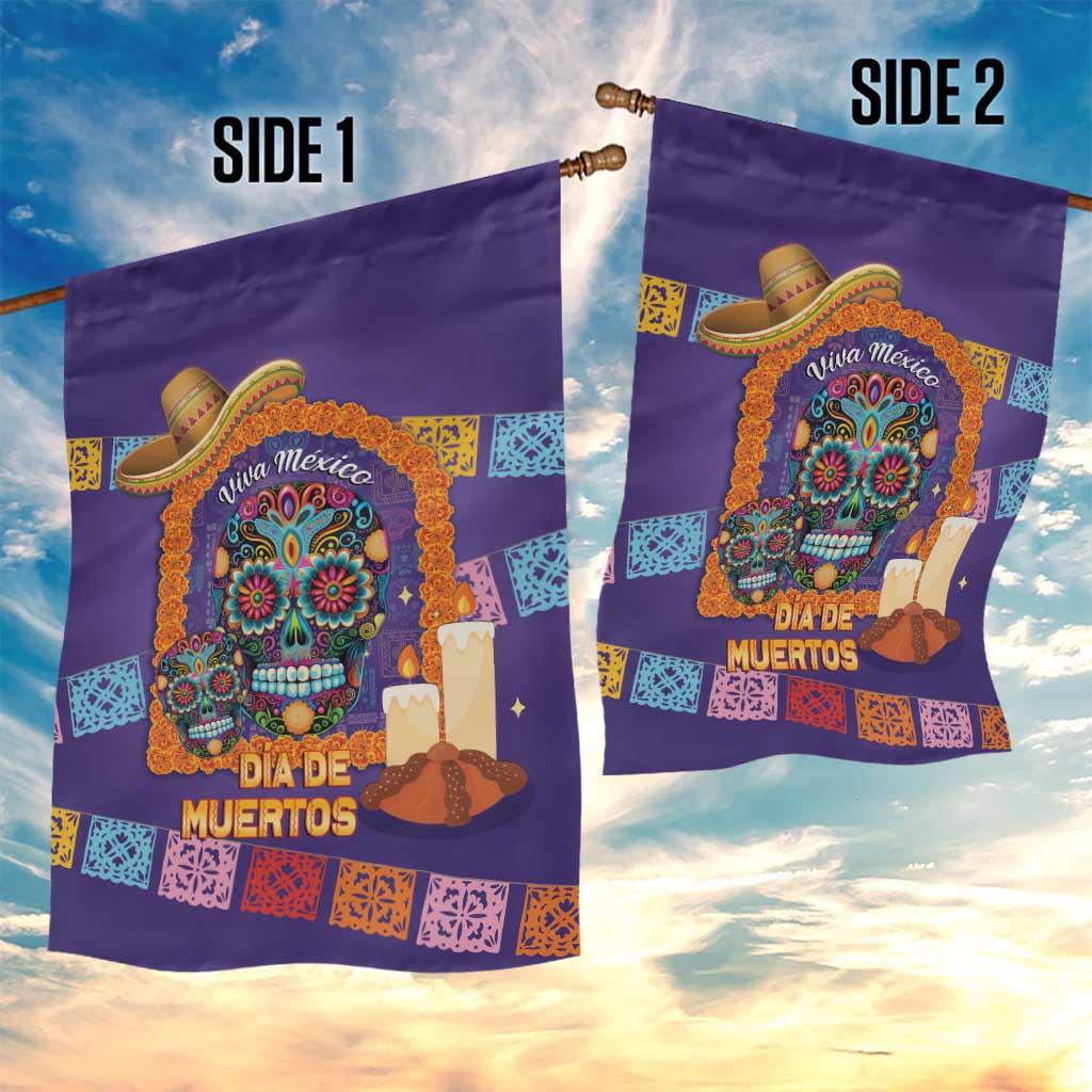 Mexico Day Of The Dead Garden Flag Sombrero Sugar Skull Marigold Pan De Muerto - Wonder Print Shop